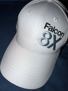 Falcon 8X Embroidered Baseball Cap - White with Light Gray